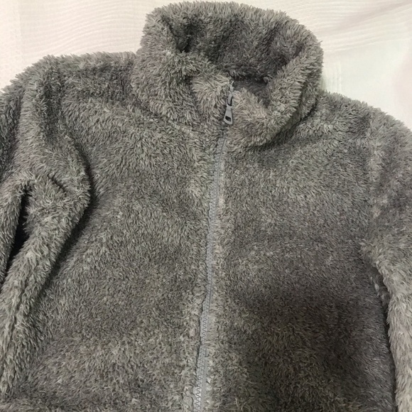 Grey Fuzzy Zipper up Sweater - Picture 4 of 9